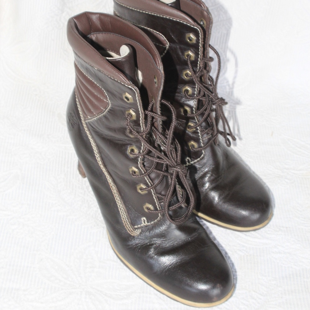 Womens Timberland Lace Up High Heeled Boots 9.5 US